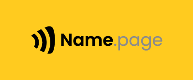 Name.page logo with brand background
