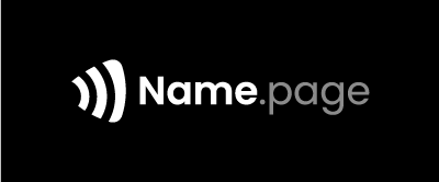 Name.page dark theme logo